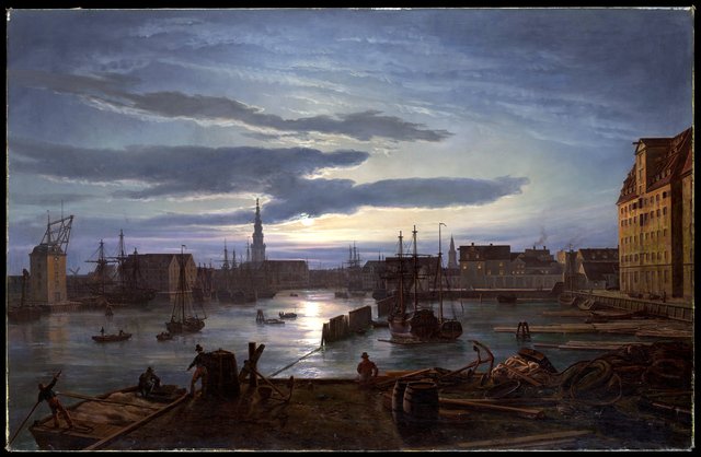 Copenhagen Harbor by Moonlight by Johan Christian Dahl