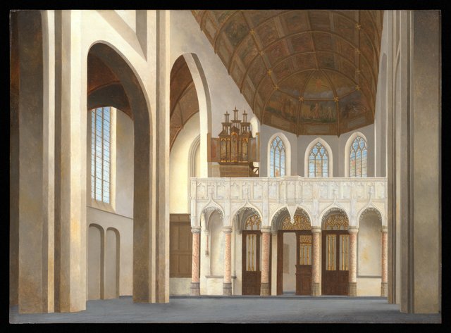 Interior of the Sint-Pieterskerk, 's-Hertogenbosch by Pieter Jansz. Saenredam