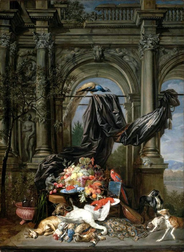 Still Life in an Architectural Setting by Erasmus Quellinus II