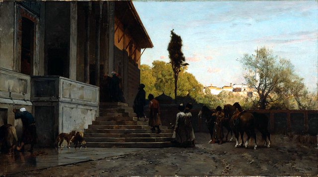Courtyard in Constantinople by Alberto Pasini