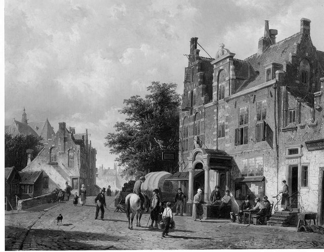 Street in Haarlem by Cornelis Springer