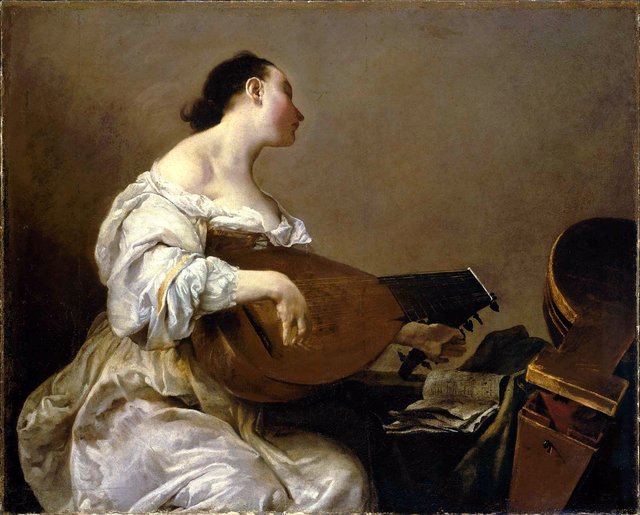 Woman Playing a Lute by Giuseppe Maria Crespi