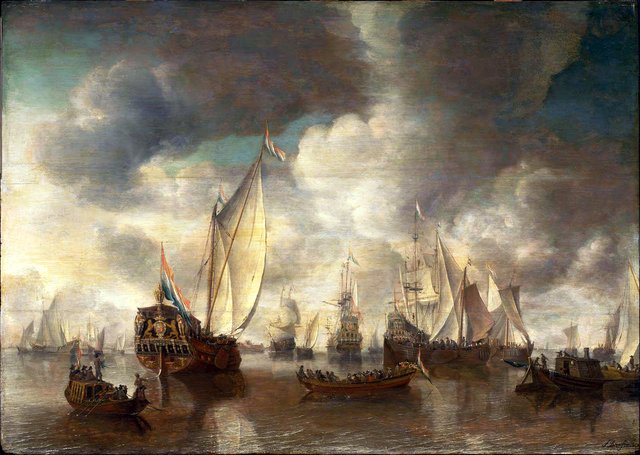 Yacht of the Princes of Orange and Other Ships by Jan Abrahamsz Beerstraaten