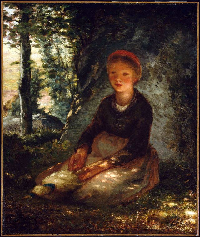 Shepherdess Seated in the Shade by Jean-François Millet