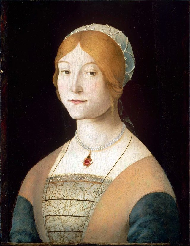 Portrait of a Woman with a Pearl Necklace by Lorenzo Costa