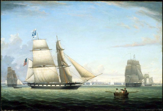 Brig "Antelope" in Boston Harbor by Fitz Henry Lane