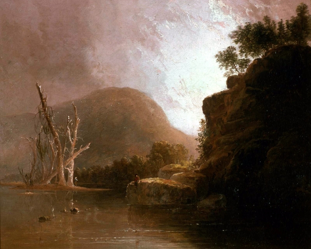 Two Men Fishing in a Mountain Lake by Thomas Doughty