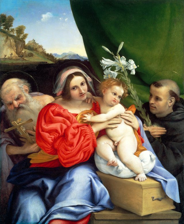 Virgin and Child with Saints Jerome and Nicholas of Tolentino by Lorenzo Lotto