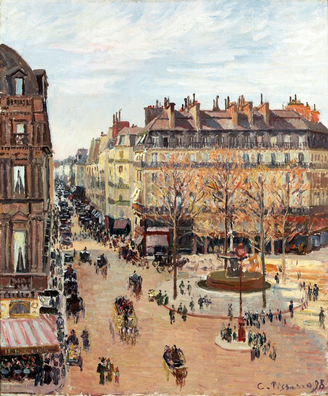 Rue Saint-Honoré, Sun Effect, Afternoon by Camille Pissarro