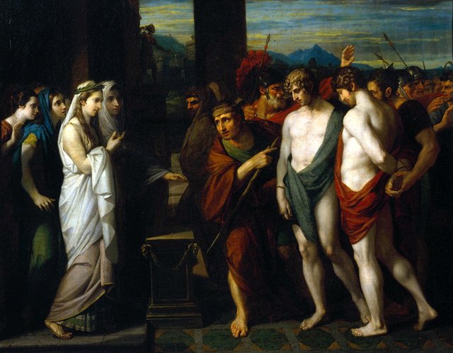 Pylades and Orestes Brought as Victims before Iphigenia by Benjamin West