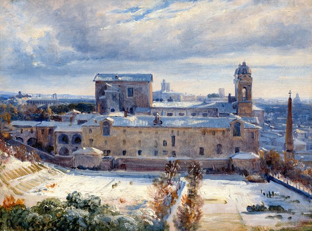Santa Trinità dei Monti in the Snow by André Giroux