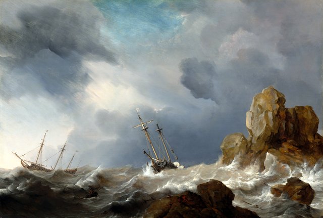 Ships in a Gale by Willem van de Velde the Younger