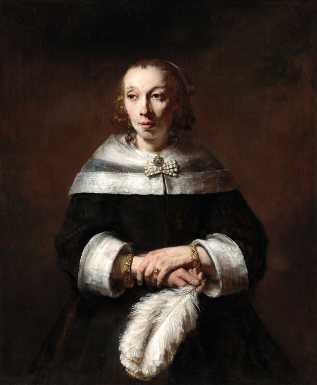 Portrait of a Lady with an Ostrich-Feather Fan by Rembrandt