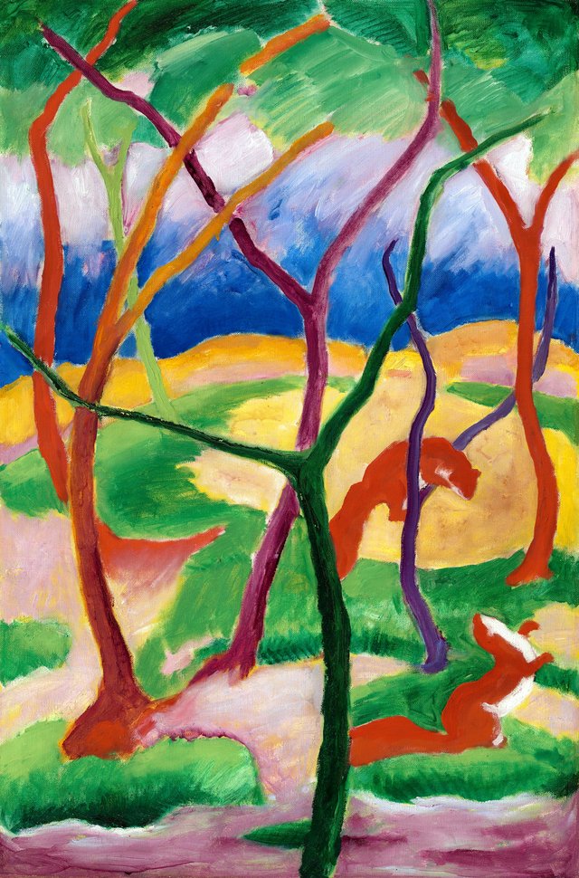 Weasels at Play by Franz Marc
