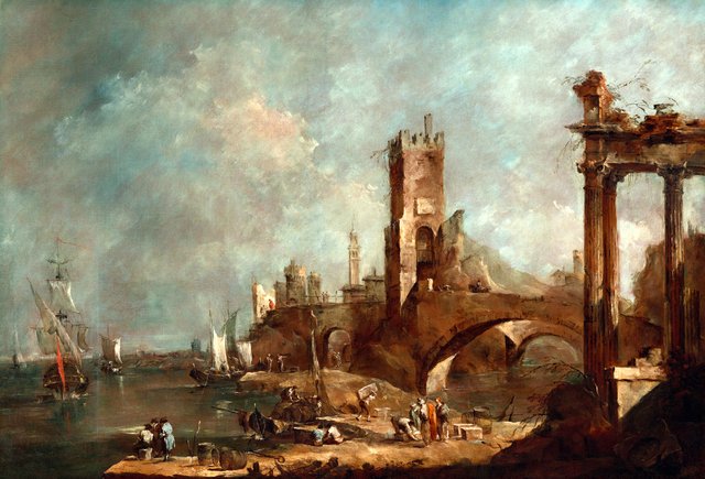 Capriccio of a Harbor by Francesco Guardi