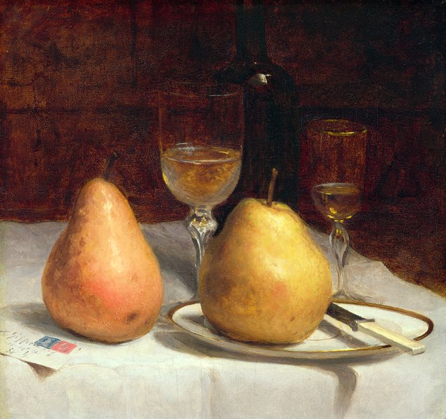 Two Pears on a Tabletop by Sanford Robinson Gifford