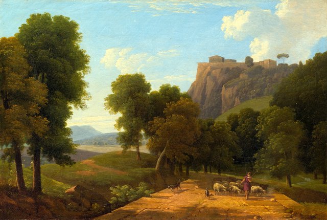 Shepherd with His Flock by Jean-Victor Bertin