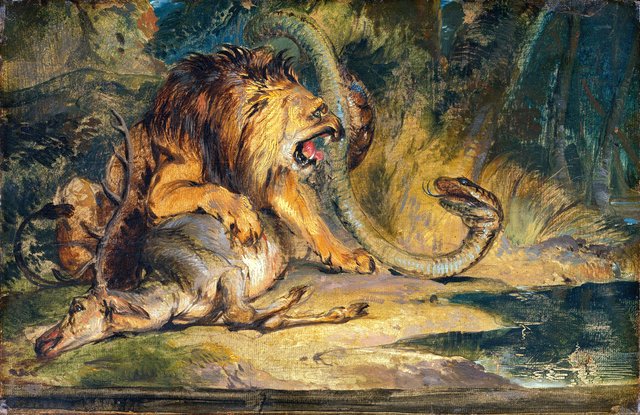 Lion Defending its Prey by Edwin Landseer
