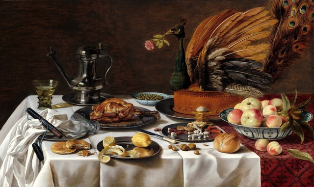 Still Life with Peacock Pie by Pieter Claesz