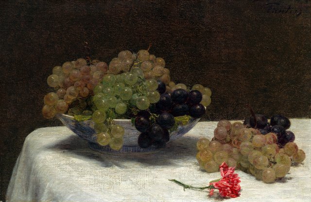 Still Life with Grapes and a Carnation by Henri Fantin-Latour