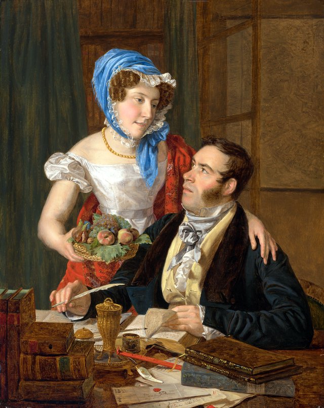 The Cartographer Professor Josef Jüttner and His Wife by Ferdinand Georg Waldmüller