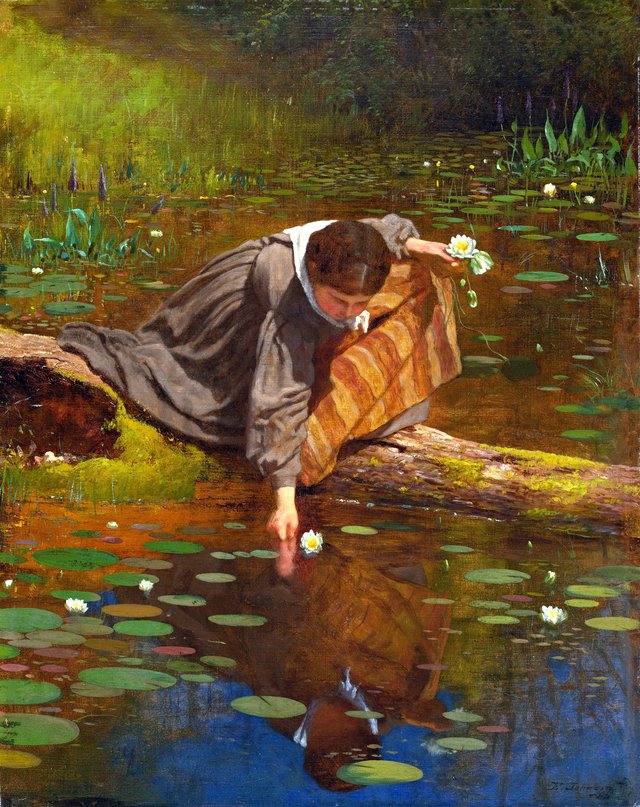 Gathering Lilies by Eastman Johnson