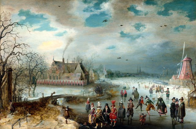 Skating on the Frozen Amstel River by Adam van Breen