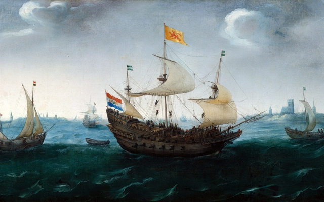 A Fleet at Sea by Hendrick Cornelisz Vroom