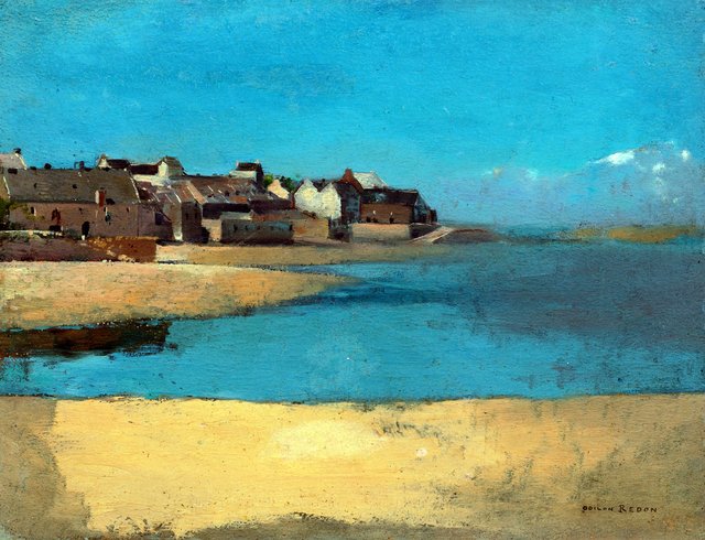 Village by the Sea in Brittany by Odilon Redon