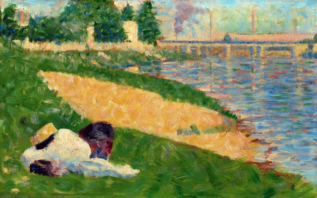 The Seine with Clothing on the Bank (Study for "Bathers at Asnières") by Georges Seurat