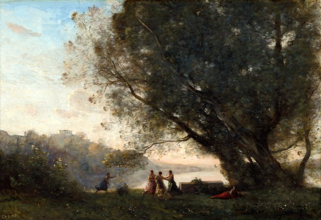 Dance under the Trees at the Edge of the Lake by Jean-Baptiste Camille Corot