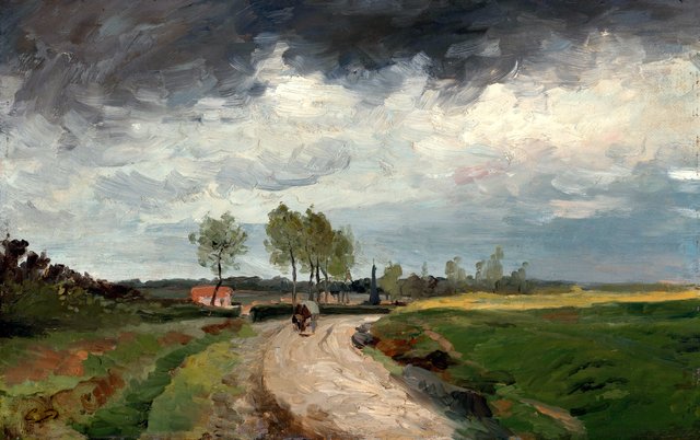 Landscape, Distant Village by Charles-François Daubigny