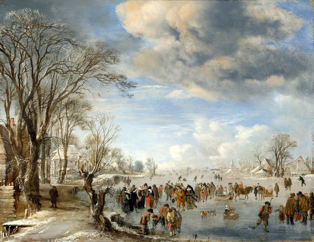 Winter in Holland: Skating Scene by Aert van der Neer