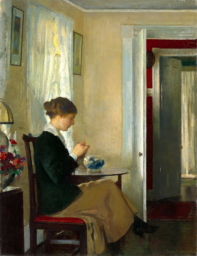 Josephine Knitting by Edmund Charles Tarbell