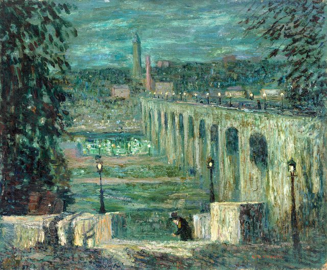 High Bridge at Night, New York City by Ernest Lawson