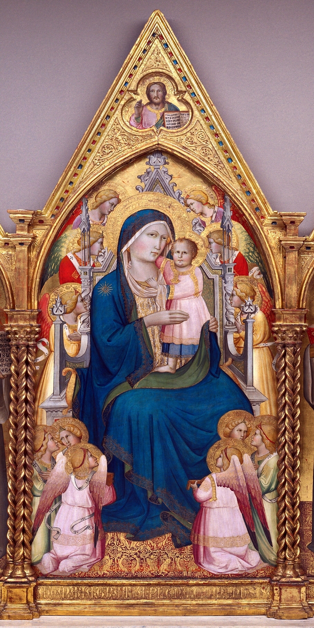Madonna and Child Enthroned with Twelve Angels, and with the Blessing Christ [middle panel] by Agnolo Gaddi