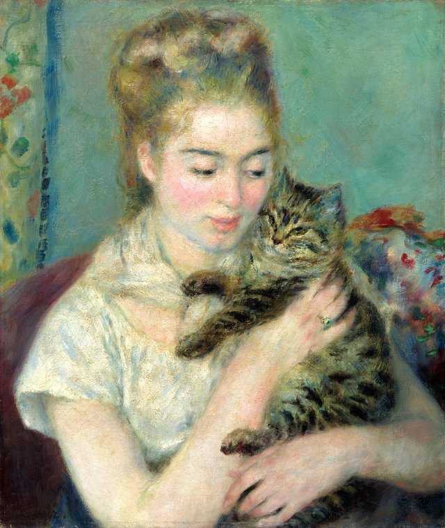 Woman with a Cat by Pierre-Auguste Renoir