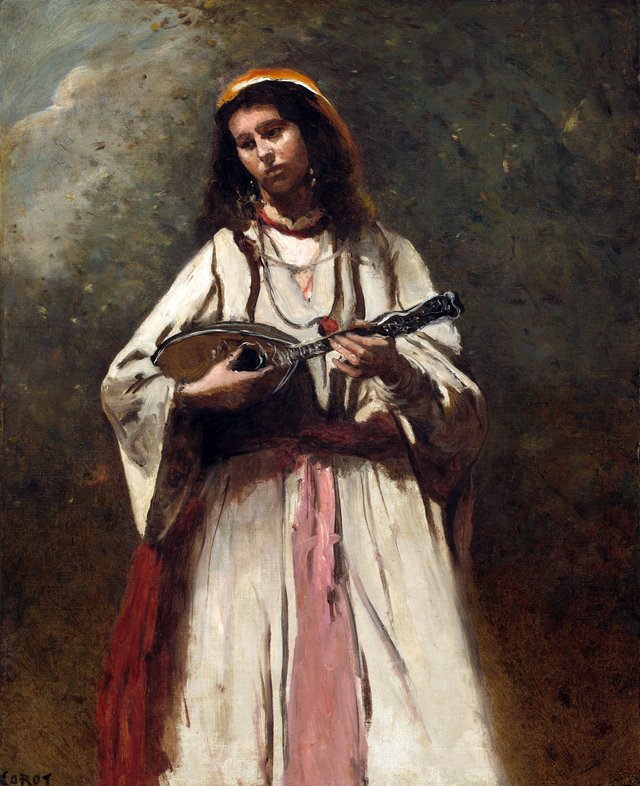 Gypsy Woman with Mandolin by Jean-Baptiste Camille Corot