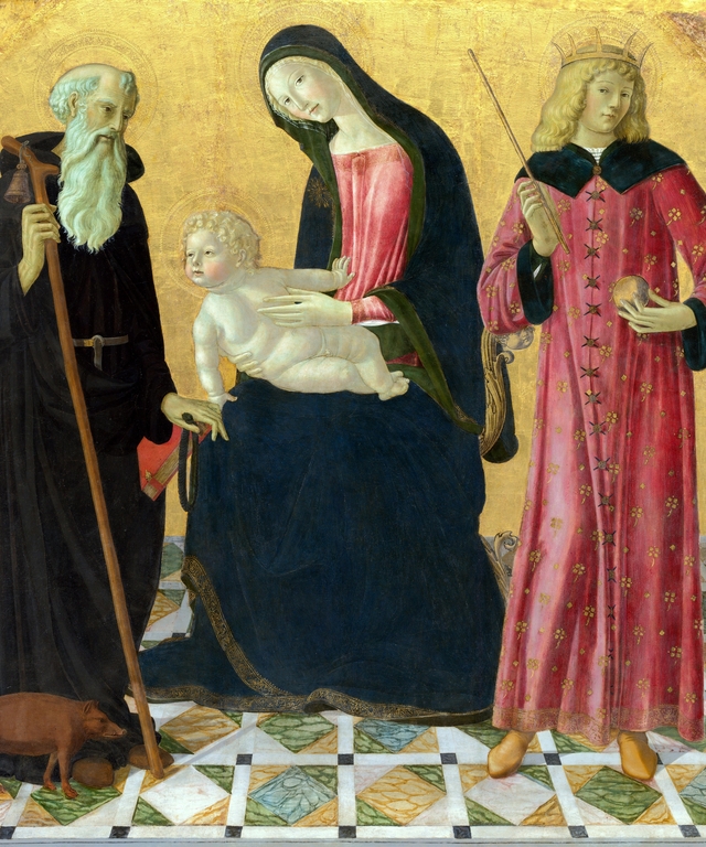 Madonna and Child with Saint Anthony Abbot and Saint Sigismund by Neroccio di Bartolomeo de' Landi
