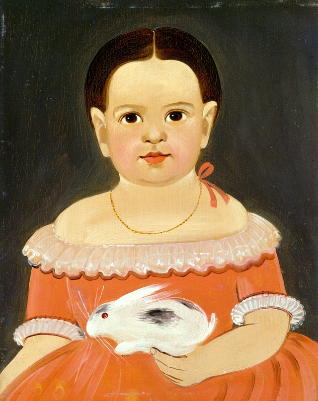 Little Girl with Pet Rabbit by Sturtevant J. Hamblin