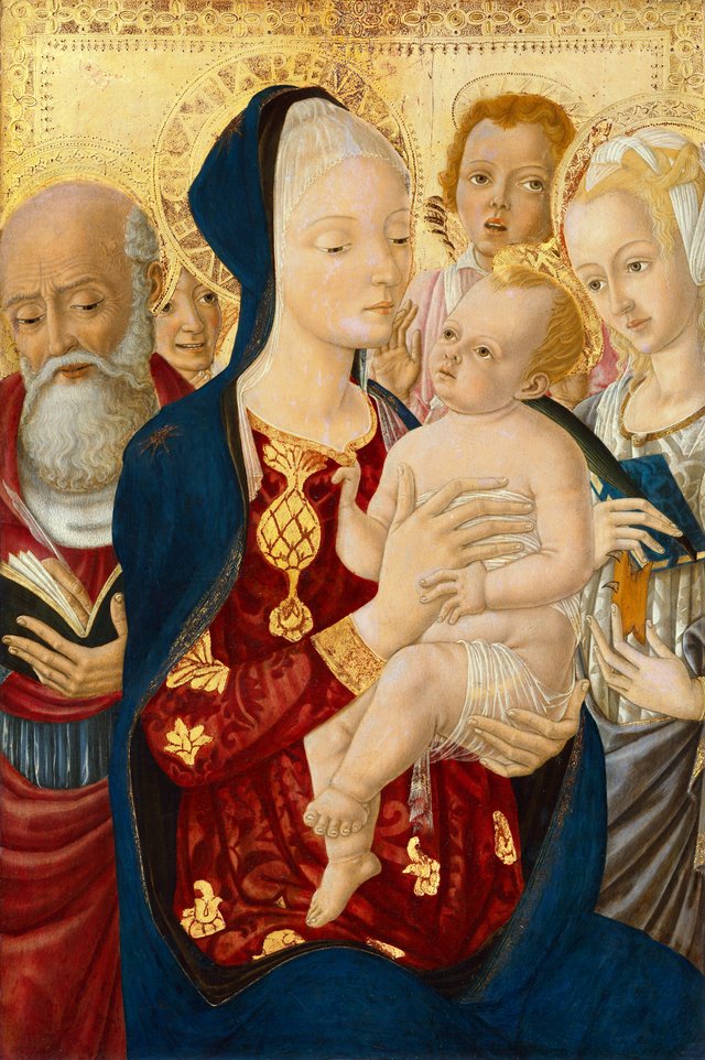 Madonna and Child with Saint Jerome, Saint Catherine of Alexandria, and Angels by Matteo di Giovanni