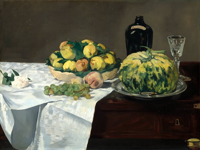 Still Life with Melon and Peaches by Édouard Manet