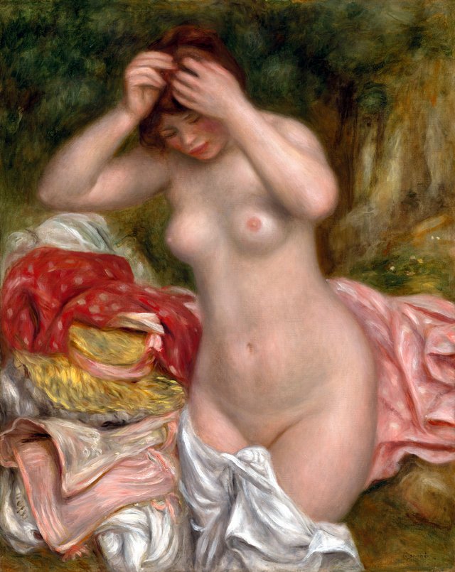 Bather Arranging Her Hair by Pierre-Auguste Renoir