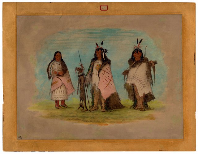 Two Blackfoot Warriors and a Woman by George Catlin
