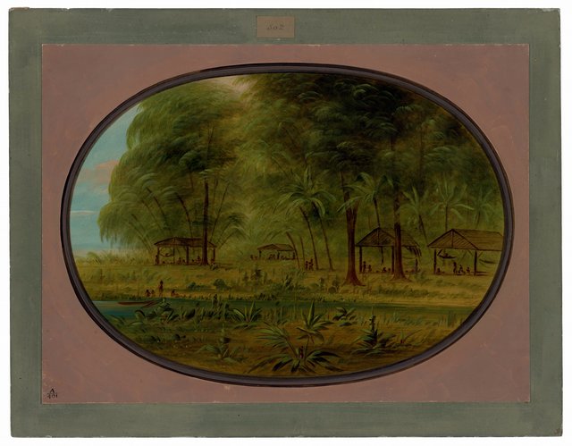 A Caribbe Village in Dutch Guiana by George Catlin