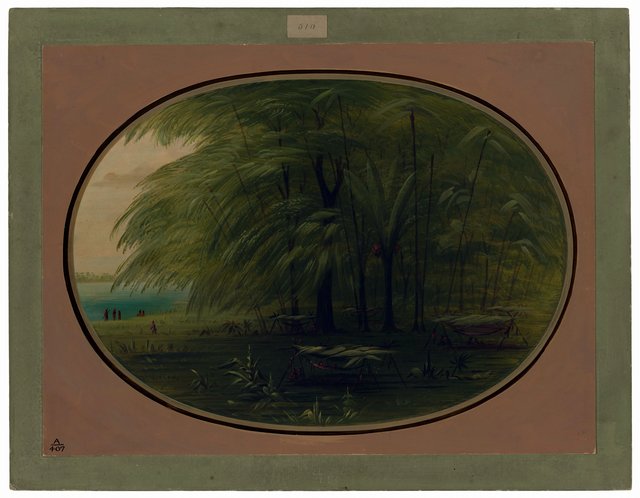 An Indian Village - Shore of the Amazon by George Catlin