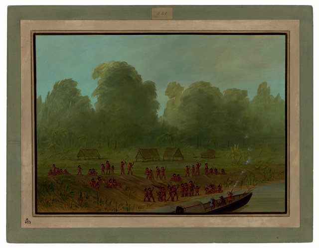 A Mayoruna Village by George Catlin