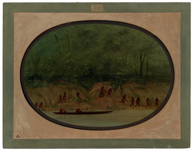 Lengua Indians Ascending the Rapids of the Rio Uruguay by George Catlin
