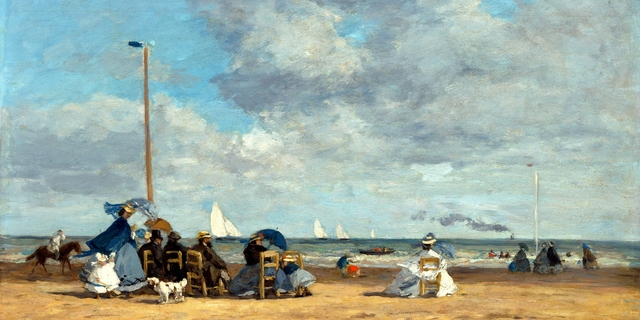 Beach at Trouville by Eugène Louis Boudin