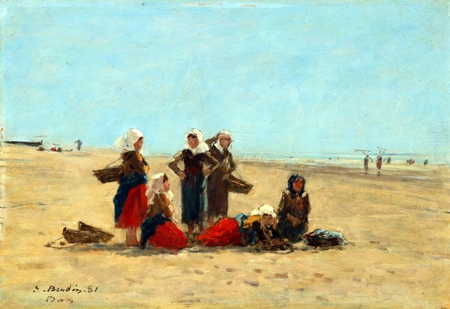Women on the Beach at Berck by Eugène Louis Boudin